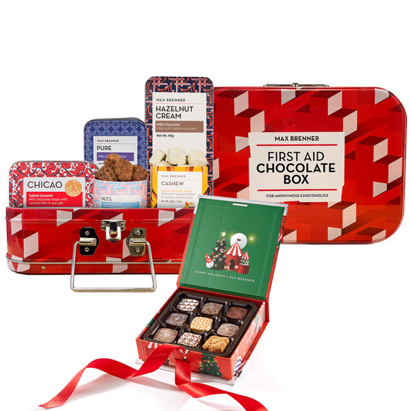 First Aid Chocoalte Box & Holiday 9pc pralines