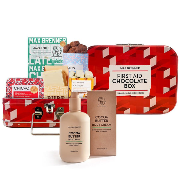 First Aid Chocolate Box & Cocoa Butter Body Cream - Shop Max Brenner | USA