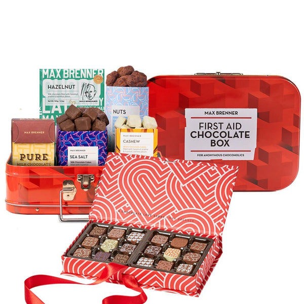 First Aid Chocolate Box & love story 18pc pralines - Shop Max Brenner | USA