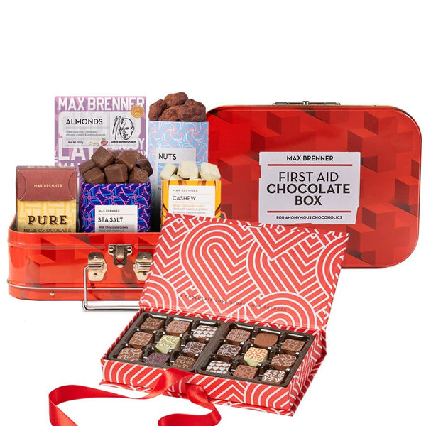 First Aid Chocolate Box & love story 18pc pralines - Shop Max Brenner | USA