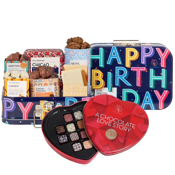 Happy Birthday Box & Heart 12pc Pralines - Shop Max Brenner | USA