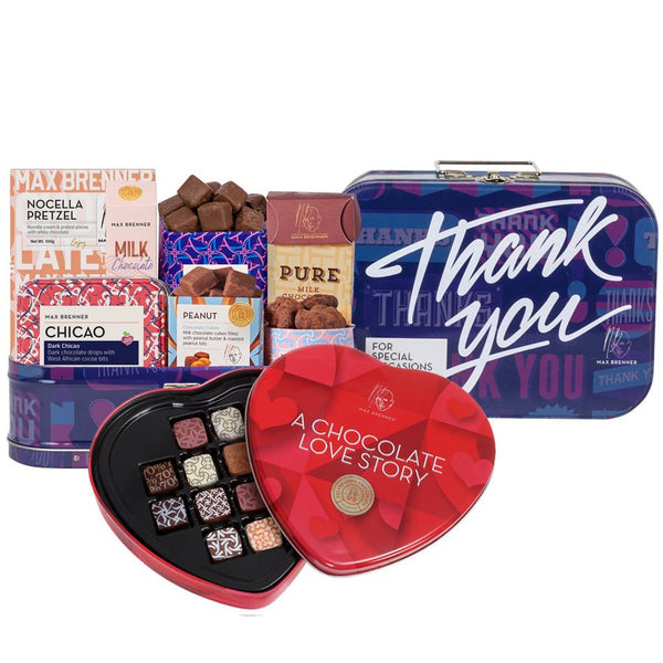 Thank You Chocolate Appreciation Gift & Love Story 12pc Pralins - Shop Max Brenner | USA