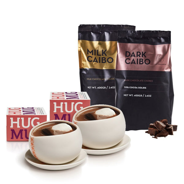 2 Hug Mugs + 1 Milk & 1 Dark Caibo chocolate chunks - Shop Max Brenner | USA