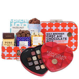 First Aid Chocolate Box & Love Story 12pc Pralins - Shop Max Brenner | USA