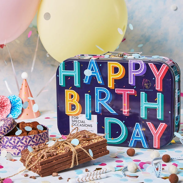 Happy Birthday Box & Blossom 9pc Pralines - Shop Max Brenner | USA