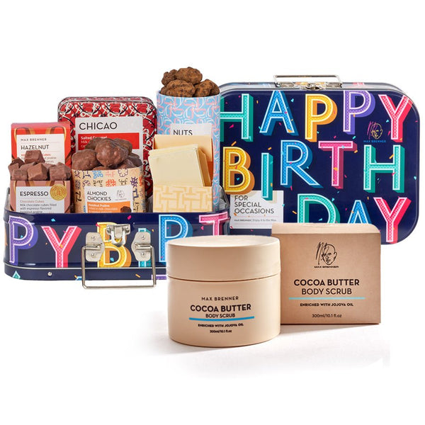 Happy Birthday Box & Cocoa Butter Body Scrub - Shop Max Brenner | USA