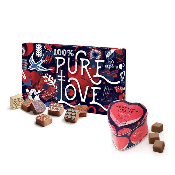 Pure Love 18pc Praline & Bursting Heart Chocolate Cubes